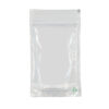 Foto van een leeg transparant Doypack® zakje met ritssluiting, gemaakt van PE/VOH-PE met een 5 µm dikke laag EVOH. De zak is recyclebaar en biedt een duidelijk zicht op de inhoud, met een effectieve barrière tegen zuurstof, kooldioxide en smaken.