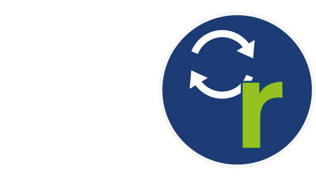 Logo de Flexico avec une icône de réutilisation représentant l'engagement de l'entreprise pour des solutions réemployables. Flexico propose des sachets réemployables et récupère les bobines de zip pour les réutiliser, soutenant ainsi l'économie circulaire et réduisant les déchets.