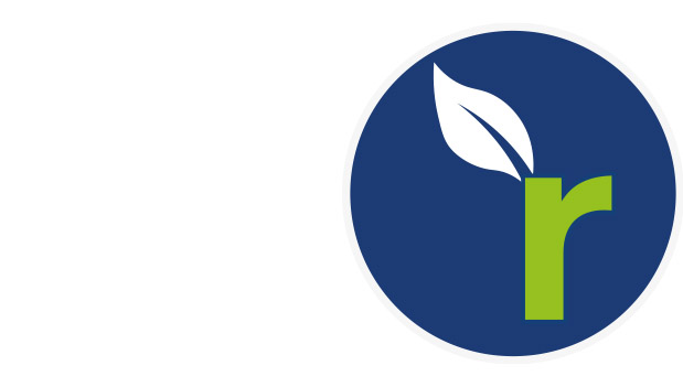 Logo de Flexico représentant une feuille verte émergeant de la lettre "r" sur un fond bleu, symbolisant l'engagement de l'entreprise pour l'économie circulaire et l'éco-responsabilité.