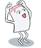 Mascotte Flexico choquée