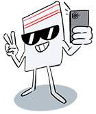 Mascotte Flexico qui fait selfie