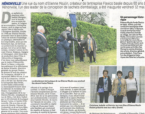 Inauguration de la rue Etienne Moulin à Flexico